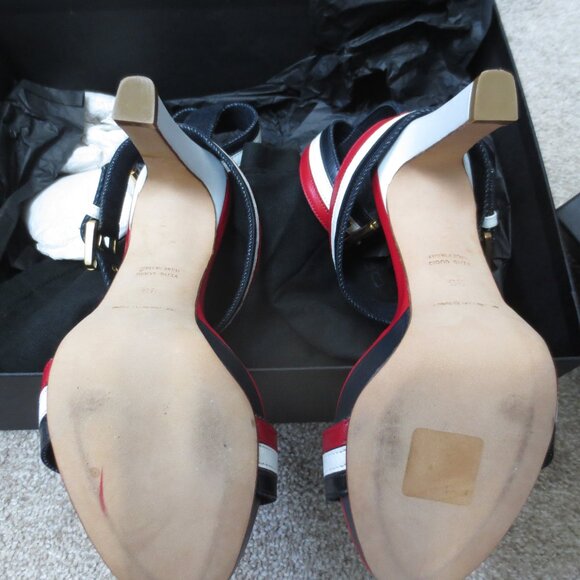 NIB DSQUARED2 Red White and Navy Blue High Heel Platform Sandals - Picture 10 of 10